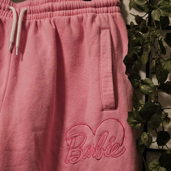MATTEL 2023 BARBIE Pink Jogger Track Pants Embroidered Barbie & Heart Size XL - Picture 2 of 6